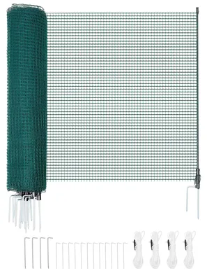 Schutznetz 0,9x20 m mit Pfählen, Grün