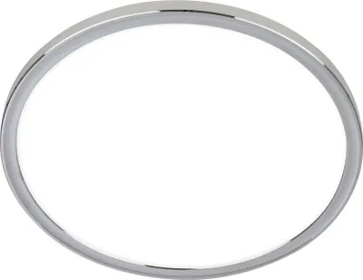 A silver-colored ring, likely a light fixture or decorative element, against a white background.