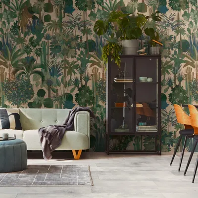 Productafbeelding van Profhome 398631-GU Fotobehang jungle mat groen beige 1,59 m x 2,8 m