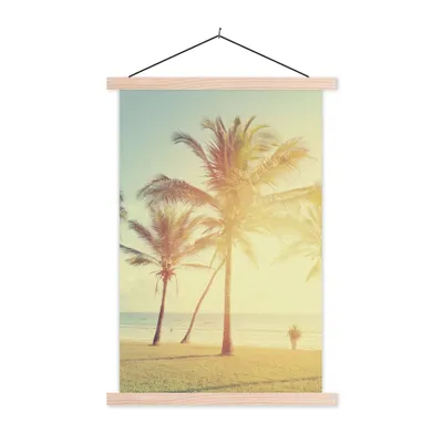 Produktbild von MuchoWow® Textilposter Meer - Palme - Sommer - Sonne - Strand 60x90 cm mit holzfarbenen Rahmen - Textil