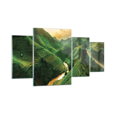 Produktbild von Bilder auf glas - 4 Teile - Klappe Reis Vietnam - 160x90cm - Glasbilder - Wandbilder - Bilder - zum Aufhängen bereit - Wanddekoration aus Glas - Glas Bilder - Wandbild auf Glas - GDL160x90-4296