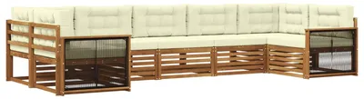 Produktbild von vidaXL Outdoor-Sofagarnitur mit Kissen 7 pcs Natur und Creme