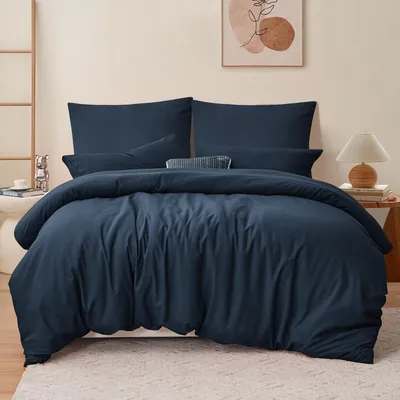 Produktbild von Bettwäsche RUIKASI Bettwäsche 220 x 240 cm, 3-teiliges blaues Bettbezug-Set 220 x 240 cm mit Kissenbezügen, Bettwäsche-Sets 240 x 220 cm, Mikrofaser m