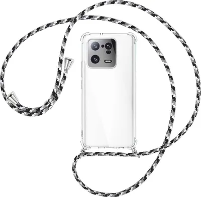 Produktbild von Handykette Backcover-Schutzhülle mit Band (Metall silberfarben) für Xiaomi 13 Pro (6.73'') - schwarz/grau/weiß