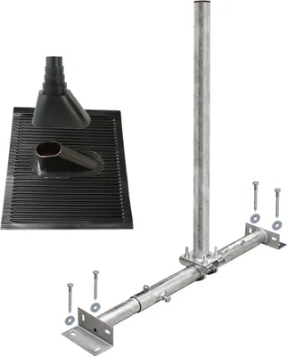 Produktbild von PremiumX X100-48F Dachsparrenmasthalter feuerverzinkt ALU-Ziegel Set schwarz
