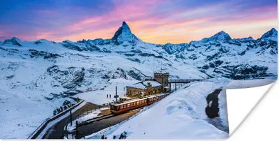 Produktbild von MuchoWow® Poster Alpen - Schnee - Zug 40x20 cm - Poster für die Wand - Poster Schlafzimmer