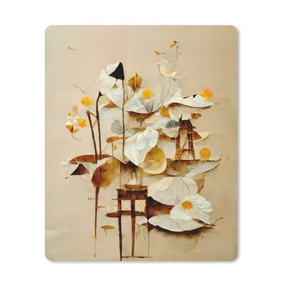 Produktbild von MuchoWow® Mauspad Mousepad Blumen - Weiß - Pflanzen - Vintage 30x40 cm - Mousepads - Maus Mat - Pad - Mausunterlage - Mausmatten