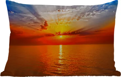 Produktbild von MuchoWow® Outdoor Kissen - Sonnenuntergang - Meer - Himmel - Orange - Horizont - Wasser - 60x40 cm - Wetterfest - Lounge Kissen - Zierkissen - Kissen für Innenräume