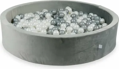 Image de Piscine à balles 130x30 gris velours - Avec 600 balles / Perle, Argent