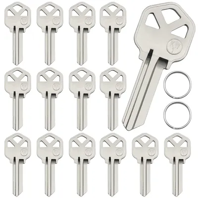 Productafbeelding van KW1 sleutelblanks - Set van 15 - Messing - Ongesneden - Met 2 sleutelhangers