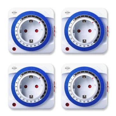 Produktbild von 4er Set, Steckdosen mit mechanischer Zeitschaltuhr, Timer analog manuell, H 8cm