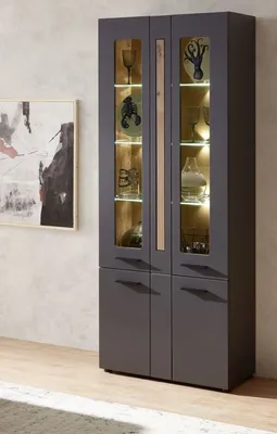 Produktbild von Vitrine Loft-Two inkl. LED-Beleuchtung Graphit/Abs. Artisan Eiche