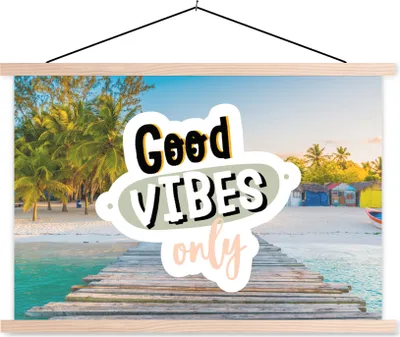 Produktbild von MuchoWow® Textilposter Sommer - Sprichwörter - Strand 120x80 cm mit holzfarbenen Rahmen - Aufhängeset