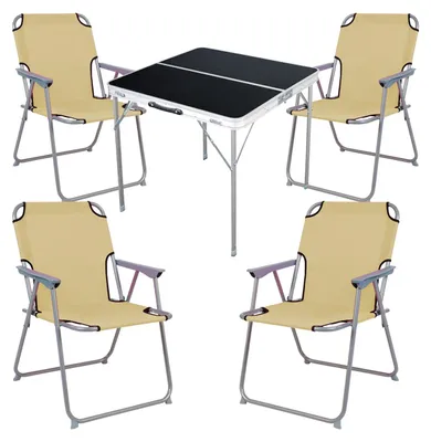 Produktbild von 5-teiliges Campingmöbel Set Alu L80xB80xH70cm Beige