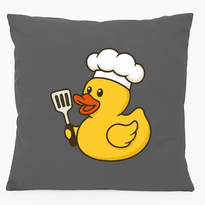 Produktbild von Huuraa Kissen Quietscheente Küche Comic Gummiente 40x40cm mit Füllung Steel Grey Baumwolle Dekokissen Geschenkidee