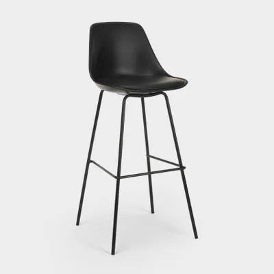 Immagine prodotto di Willis sgabello alto in metallo per cucina, bar con cuscino design moderno - nero
