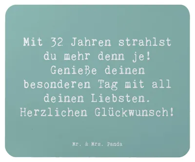 Produktbild von Mr. & Mrs. Panda Mousepad Spruch 32. Geburtstag - Meeresbrise - Geschenk, Mauspad, unvergesslich, besondere Geschenke, Glückwunsch, Jubiläum, Mouse Pad, Happy Birthday