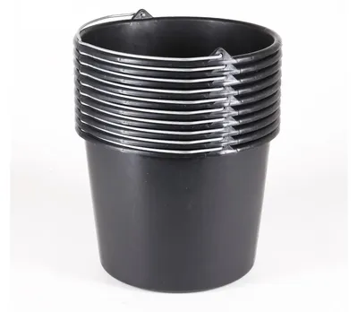Produktbild von Baueimer Baukübel Mörteleimer 12L Futtereimer Eimer Schwarz Eimerset Wassereimer 10 Stck
