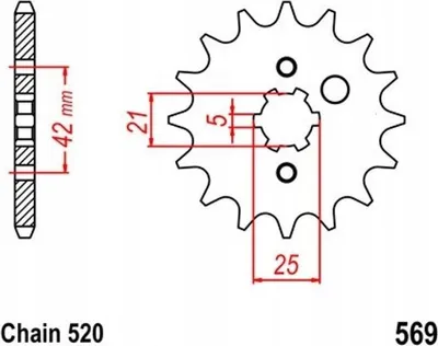 Produktbild von Ritzel 16 Z Teilung 520 für YAMAHA YFM 350 R Raptor Warrior,YFZ350