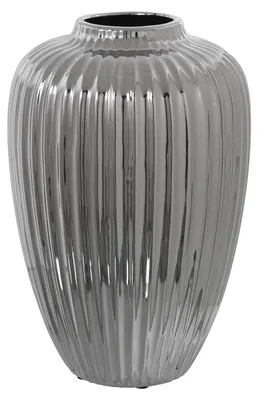 Keramik Tafelvase, silber, 22 x 34 cm