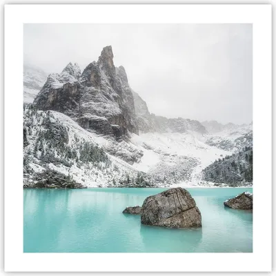 Produktbild von Poster - Poster ohne Rahmen - Berge See Schnee - 50x50 cm - Wand Bild - Wanddeko - Wandbilder - Kunstposter - Wandposter - Bilder - Kunstdruck - Wanddekoration - Wandbild - P2XAC50x50-4377
