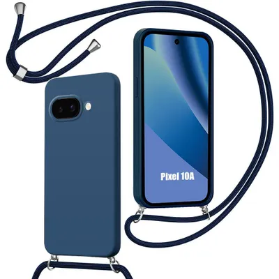 Image de Coque pour Google Pixel 10a, Protection Silicone Antichoc Anti-Rayures avec Cordon Bleu Marine