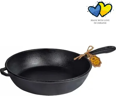 Produktbild von MAYSTERNYA Schmorpfanne aus Gusseisen – ø 28 x 6 cm – Bratpfanne – Grillzubehör – Schmorpfanne – Pfannenset – Grillpfanne – Geschenk – Schwarz
