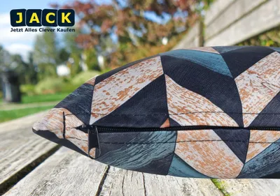 Produktbild von JACK 30x50cm Motiv Outdoor Lounge Kissen Dekokissen inkl. XXL-Füllung Wasserabweisend Sitzkissen Garten Stuhl Lotus Effekt, Farbe:Linear Petrol