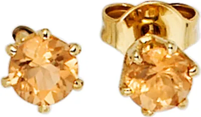 Produktbild von Ohrstecker Stecker mit Citrin gelb-orange 4,4mm & 585 Gold Gelbgold