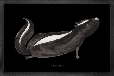 Produktbild von Mr. & Mrs. Panda fußmatte Stinktier Yoga 50 x 75 cm - Schwarz - Geschenk, Skunk, Wildtier, Liebe, Gummimatte, Raubtier, Schmutzmatte, Bodenvorleger, Schmutzfangmatte