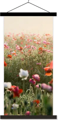 Produktbild von MuchoWow® Textilposter Mohn - Farben - Pastell 90x180 cm mit schwarzem Rahmen - Dekoration Wohnzimmer