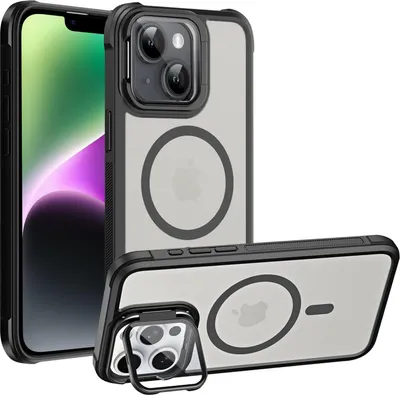 Image de Étui pour iPhone 14 Étui compatible avec MagSafe appareil photo pliable protection verre béquille