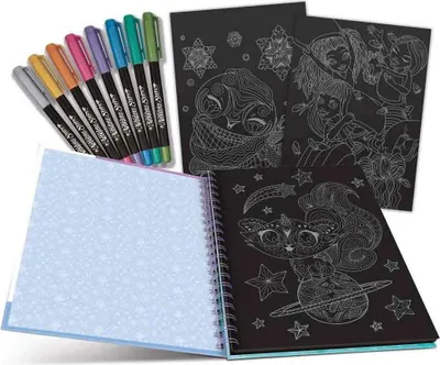 Imagen del producto de Libro para colorear "Nebulous" con páginas en blanco y rotuladores metálicos "Isadora" de varios colores. Varios colores. Talla única