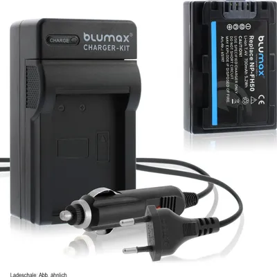 Produktbild von 1x Akku + Lader für Sony NP-FH50 NP-FH60 NP-FH70 NP-FH100 Alpha A390 700 mAh