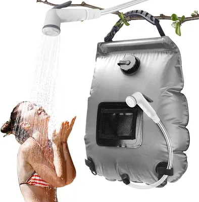 Produktbild von Sonnenwarmwasser-Duschbeutel - Campingdusche - Außendusche - Wassererwärmung - 20 Liter - Silber