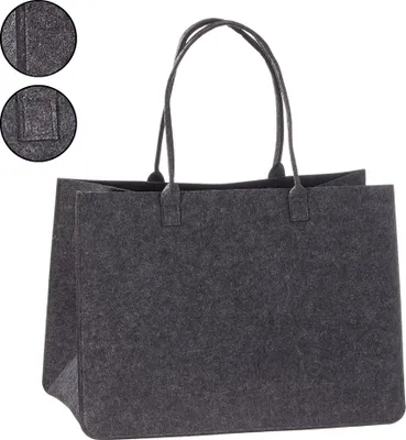 Produktbild von Filztasche mit Henkel dunkelgrau Einkaufstasche Shopper Tasche Filzkorb Aufbewahrungstasche