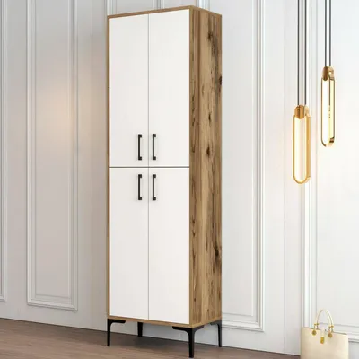 Immagine prodotto di Dmora Scarpiera Sebastien 35x60x200h cm Marrone Noce, 12-24 Paia 2 Ante