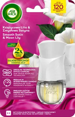 Obrázok produktu pre Air Wick Elektrický osviežovač vzduchu + náplň Moon Lily Sensual Satin, 19 ml
