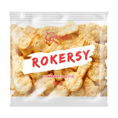 Zdjęcie produktu dla GRONA Rokersy Krakersy Solone Pyszna Przekąska Słone Krakersy 90g