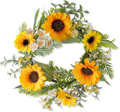 Produktbild von Türkranz Sonnenblumen künstlich Sommer Deko Haustür Wandkranz.