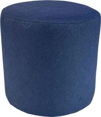 Zdjęcie produktu dla Pufa okrągła SAWANA pikowana do salonu sypialni 40x40 cm stylowe siedzisko granatowa