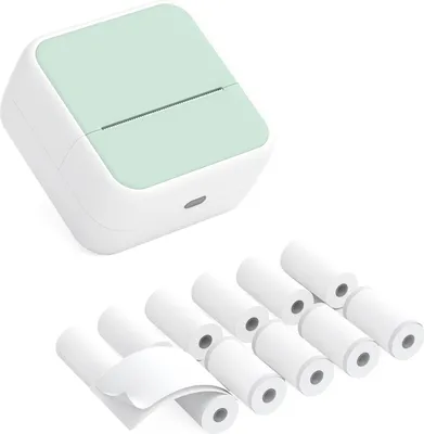Produktbild von Mini-Taschendrucker,tragbarer Thermo-Sofortfotodrucker,Etikettendrucker,BT-Kabellos,mit 6 Thermopapierrollen+5 selbstklebenden Thermopapierrollen57x26