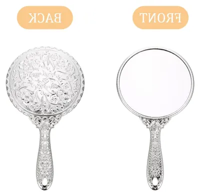 Produktbild von Retro Handspiegel mit Rosen-Griff – Tragbarer Kosmetikspiegel für Frauen, kompakter Make-up Spiegel für Zuhause und unterwegs