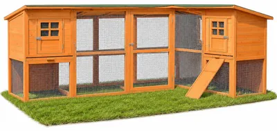 Produktbild von Kaninchenstall XXL 251×190×104 cm 2 Etagen Freilaufgehege aus Holz wetterfest