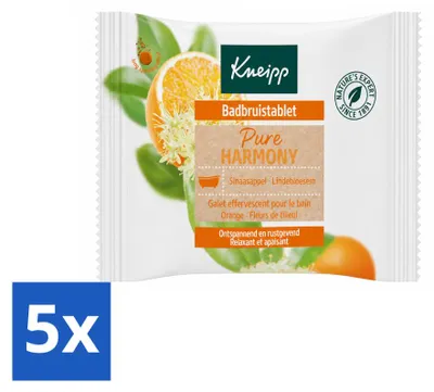 Productafbeelding van 5 x Kneipp Badbruistabletten, sinaasbloesem en lindenbloesem - voordeelverpakking - 5 stuks