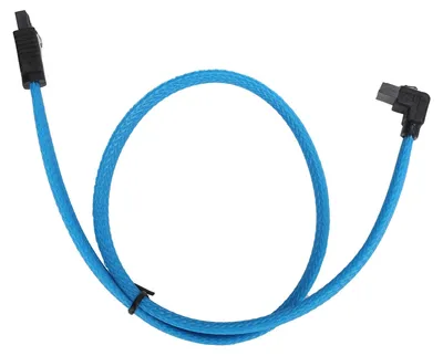 Imagen del producto de Cable SATA, SATA 3.0, para SSD de 8 pines, transferencia de datos a 6 Gbps, con clips, cable de red azul (conector en ángulo)