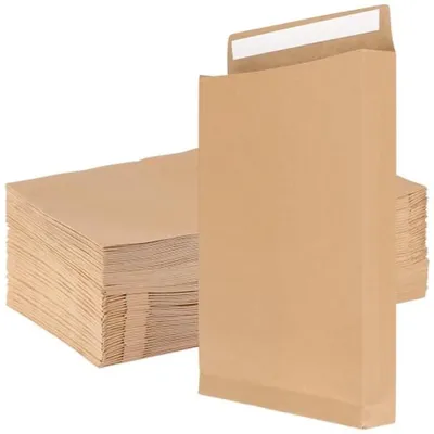 Produktbild von PromoHome® 50 Stück C4-Umschläge selbstklebend, 180 g/m² Kraftpapier, 4 cm Falz, braun, für A4-Dokumente und Postversand