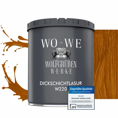 Produktbild von Dickschichtlasur 2in1 Holzlasur Holzschutzlasur außen und innen W220 Eiche Hell - 750ml