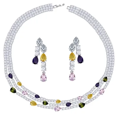 Image de Ensemble de bijoux de mariage pour femmes, avec zircone