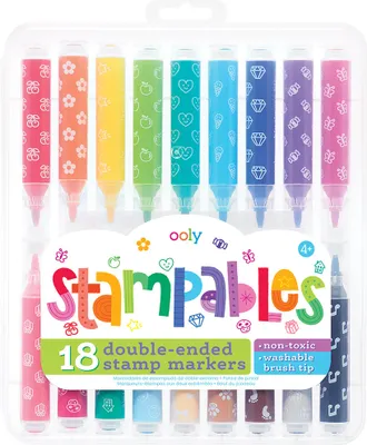 Immagine prodotto di Ooly Stampables 18 timbri bifacciali e pennarelli a pennello